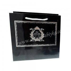 Kişiye Özel Karton Çanta ( Gümüş Varaklı - Siyah )